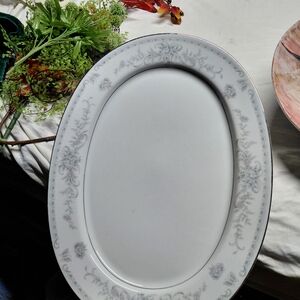 Classic Gray Floral Oval Platter